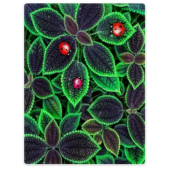 

HommomH Blanket Throw Comfort Warm Soft Plush Throw For Sofa Gradient Green Plant Red Ladybug Insect