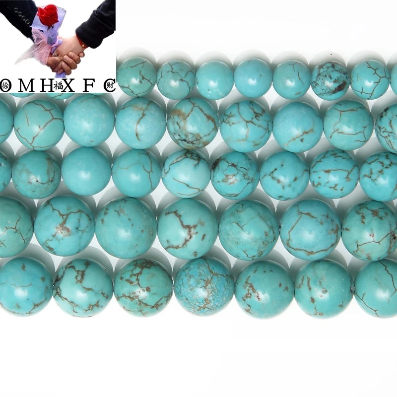 

OMH wholesale free 4 6 8 10 12 MM shipping new natural blue Howlite turquoise round loose beads 15" StrandPick jewelry ZZ91