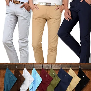 

Fashion Men Slim Straight Casual Pants Cotton Linen Spring Summer Long Trousers with Pockets TY66