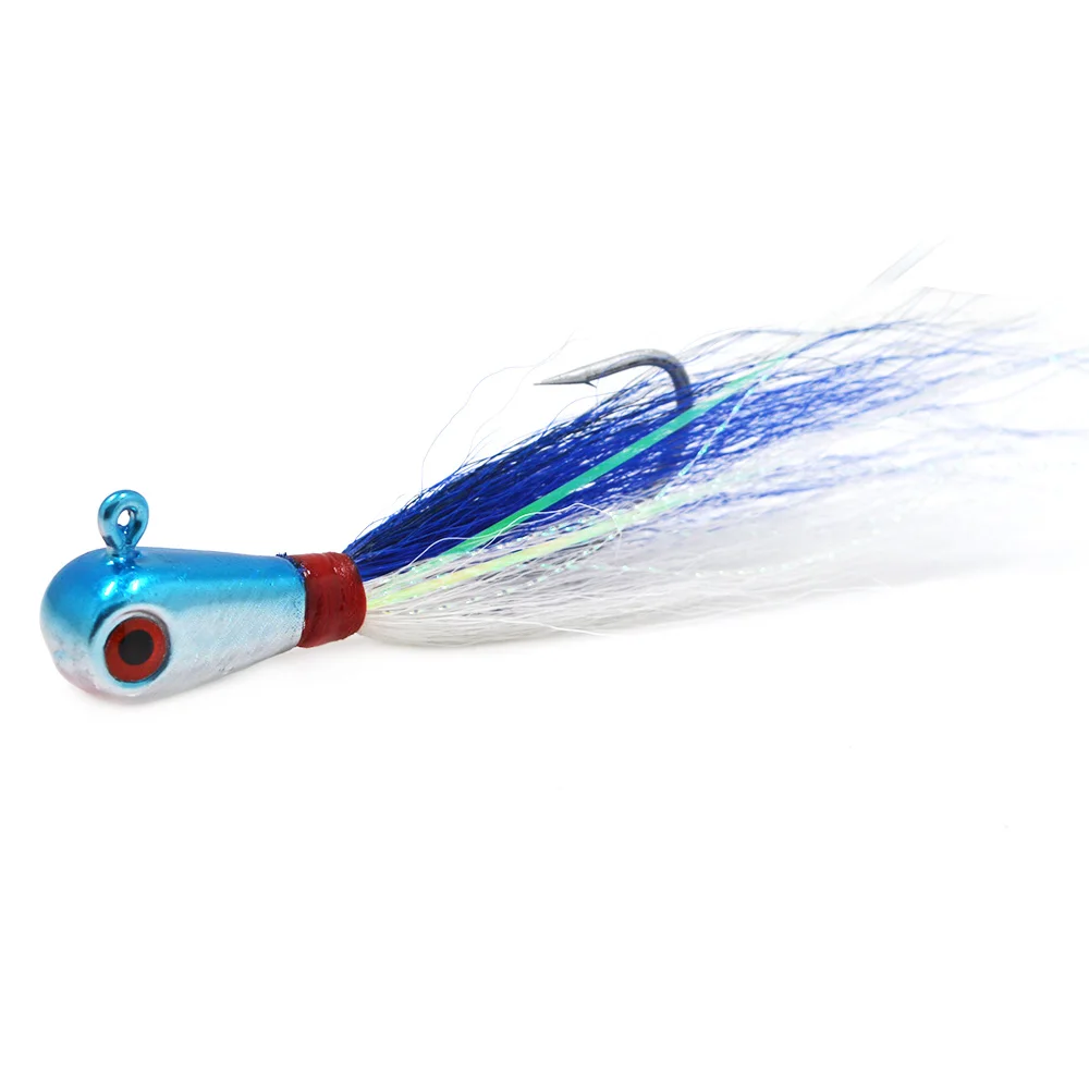 1 унция 3D глаза Bucktail jig 5 цветов большая игра морская Мормышка свинцовая головка приманки для ловли басов