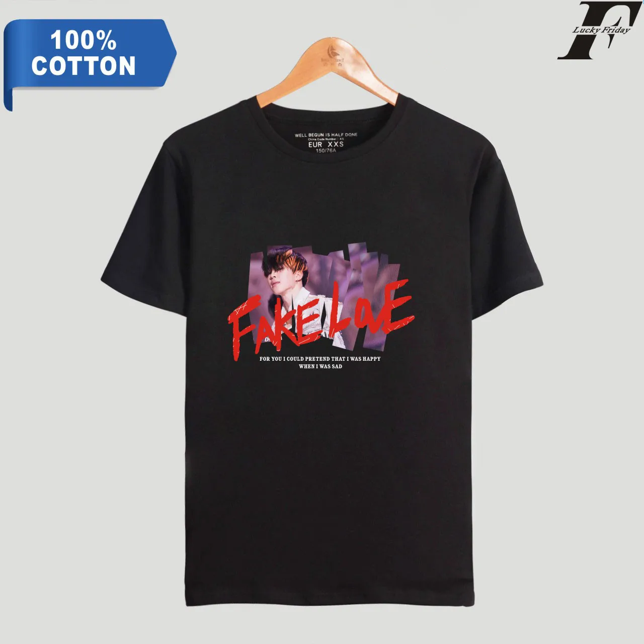 

DF LUCKYFRIDAYF FAKE LOVE T-shirt Short Sleeve 100% Cotton 2019 T-shirt Print Style Casual Men/Women Fashion Clothes Plus Size