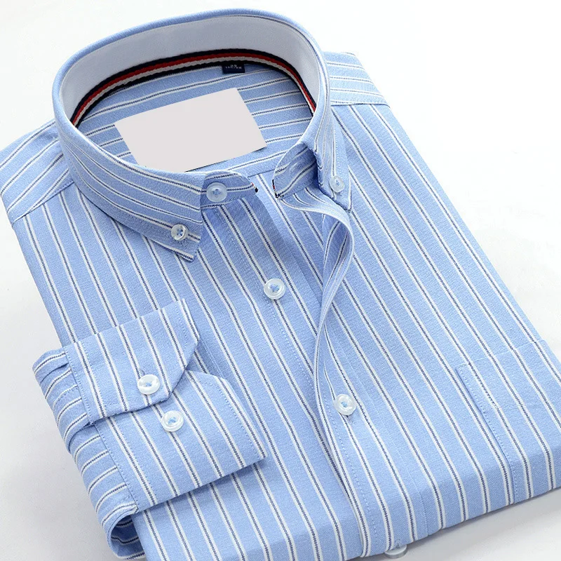 Новинка, большие размеры 8XL 9XL 10XL, мужская деловая Повседневная полосатая рубашка с длинным рукавом, модная Изысканная свободная Мужская рубашка большого размера - Color: B518083