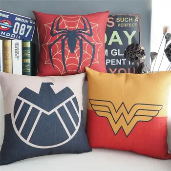 

S.H.I.E.L.D. Wonder Woman pillow ,Nordic Spider-Man Cartoon Pillow cushion ,Linen pillowcase,home decorative Pillows