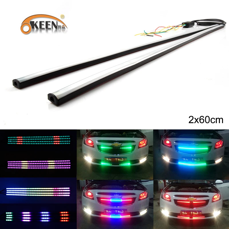 OKEEN 2Pcs RGB Neon atmosphere Decorative light led Flexible Front ...