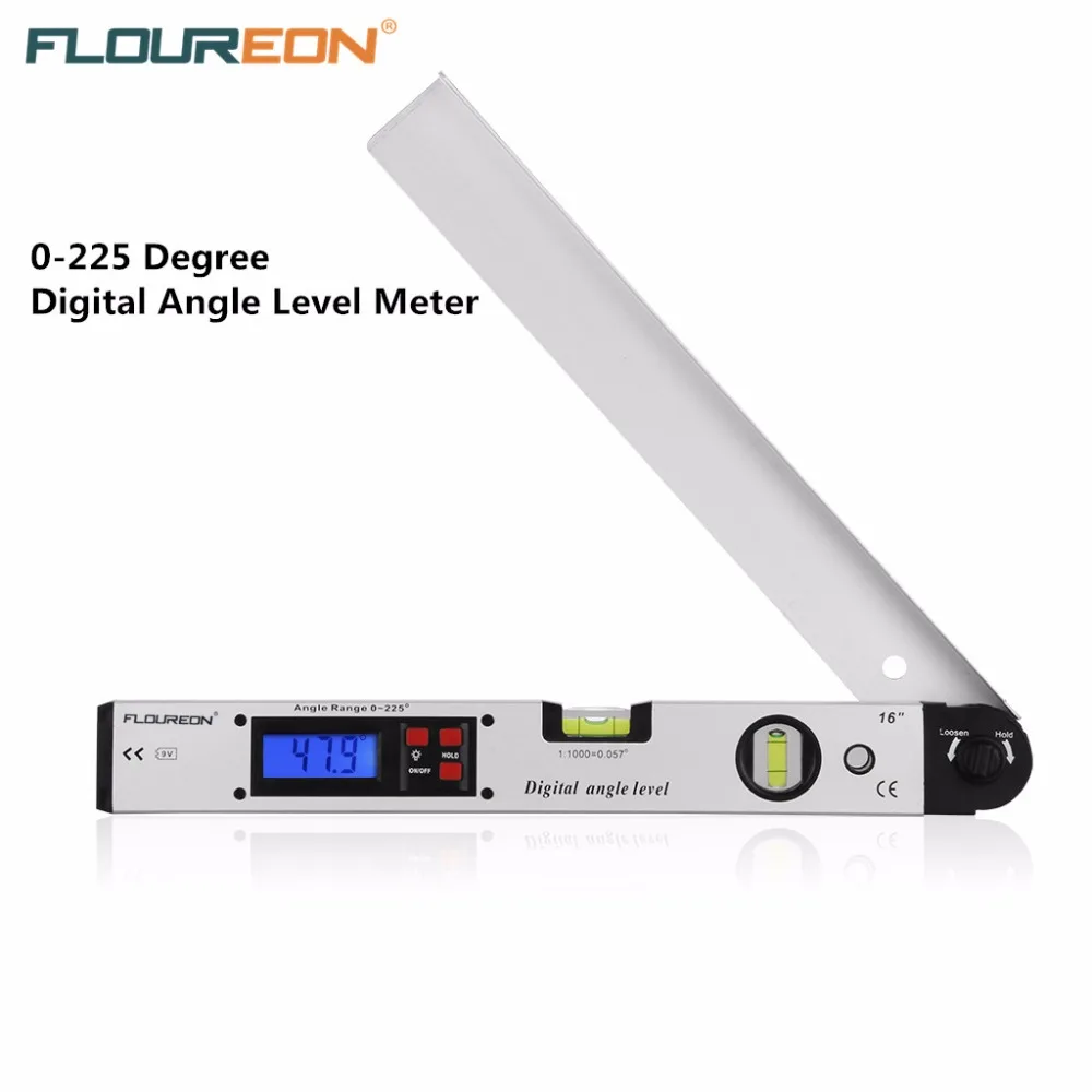 Floureon Electronic Protractor 0 225 Degree Digital Angle Level Meter