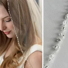 Свадебная фата с бисером, свадебная вуаль со стразами, бежевая вуаль, длина затылка локтя, свадебный головной убор