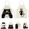 1Pcs Kitchen Cooking Apron Cute Cat Printed Home Sleeveless Cotton Linen Aprons for Men Women Baking Accessories 53*65cm WQ0029 ► Photo 1/6