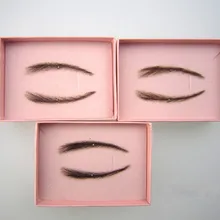 018 100% Human Hair False Eyebrow Hand Made Fake Woman Eyebrow with lace eyebrows Injected 1 Pair/lot invisible eyebrows/