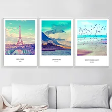 Paris Tower Island Bird Wall Art Canvas Painting Posters And Prints Nordic Poster Landscape Wall Pictures For Living Room Decor