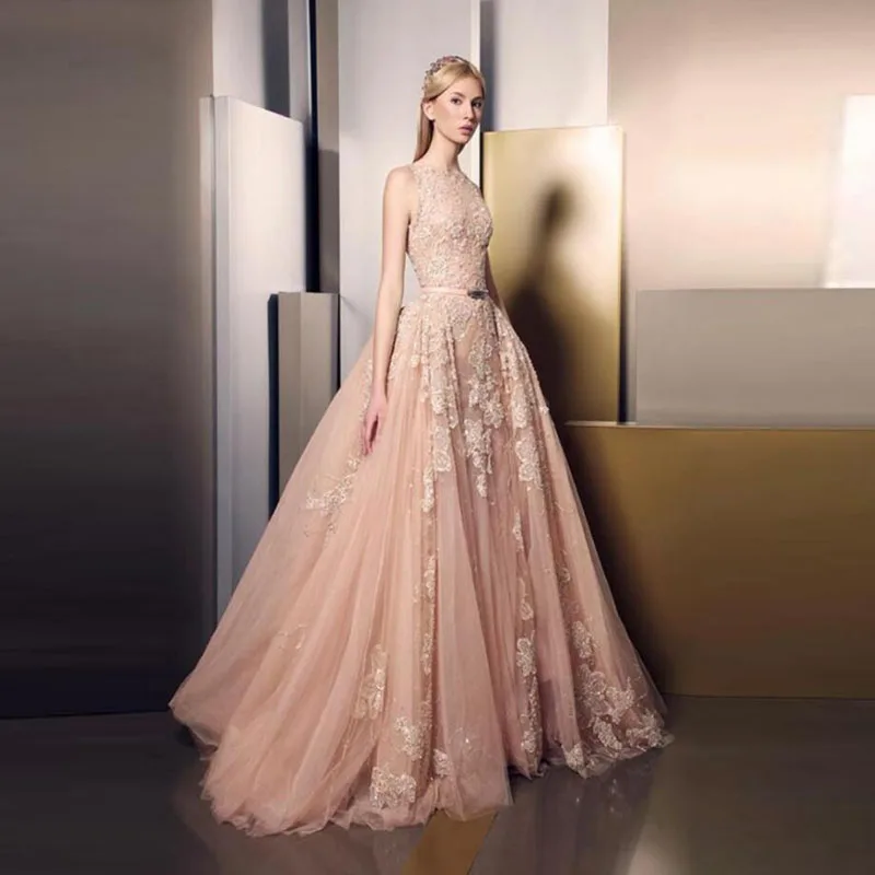 Элегантные вечерние платья Длинные вечерние платья с аппликацией vestido de festa кружевное вечернее платье шикарное Прозрачное платье без рукавов с вырезом De Soiree