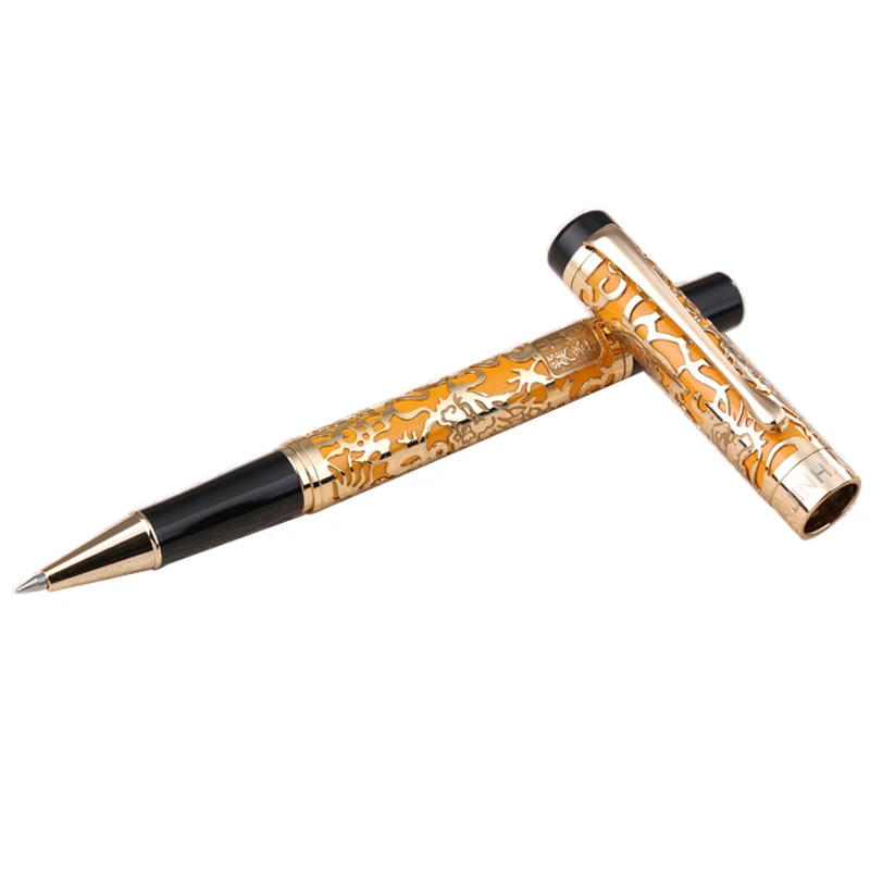 

Luxury Gold Rollerball Pen 1pc Jinhao Business Office Fast Writing Executive Sign Pens 0.5mm Black Ink Refill Writing Pens