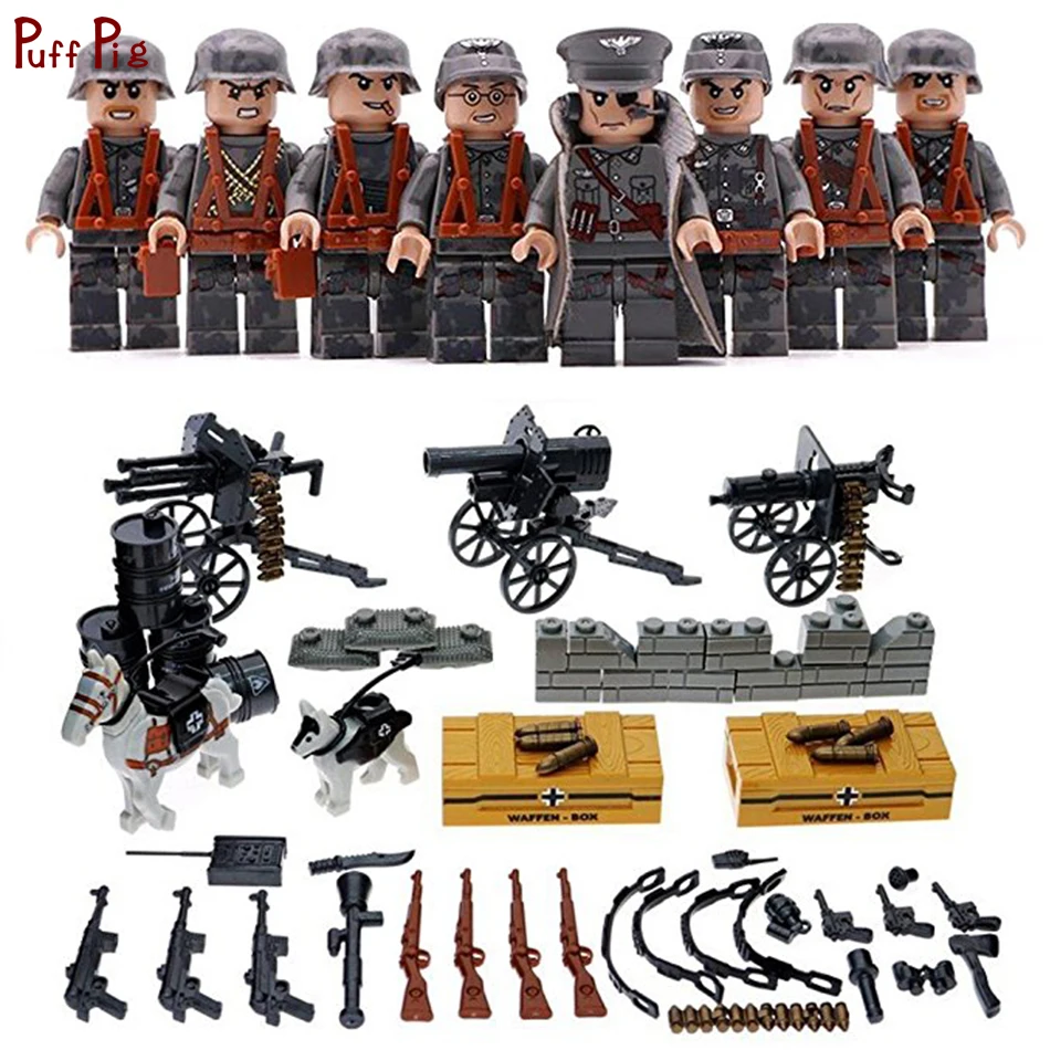 

8pcs Military Army Weapon Soldier Action Figures Building Blocks Compatible Legoed WW2 World Wars Bricks Toys For Child Friends