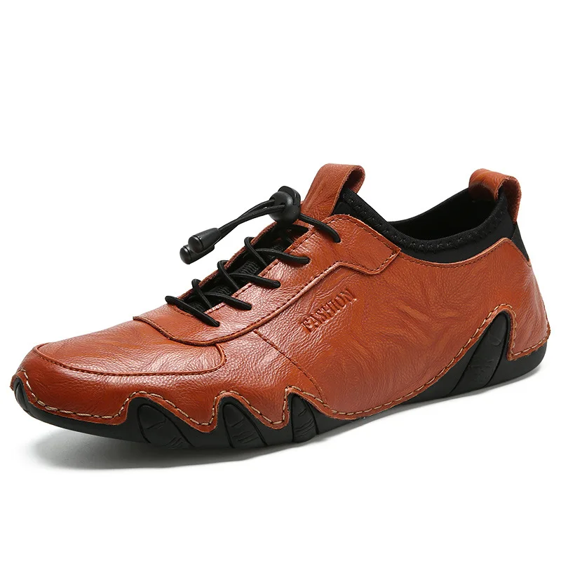 Мужская повседневная обувь; Новинка года; Мужская обувь из натуральной кожи; весенние кроссовки; Мужская обувь без шнуровки; резиновая обувь для вождения; модная обувь на шнуровке