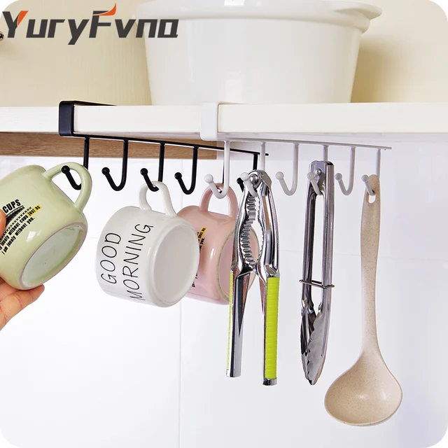 Best Quality YuryFvna Cupboard Hooks Espresso Cup Small Teacup Holder Metal Under-the-Shelf Utensils Hangers Cabinet Clothing Storage Hooks