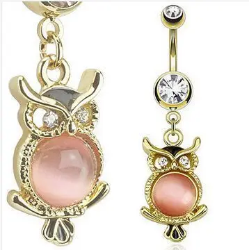 

Hot Sale Owl -color Style Belly Bar 316L Surgical Steel Navel Bell Button Ring for Women Girl 12pcs/lot Free Shipping