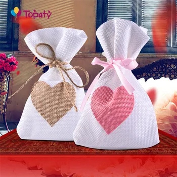 

12pc/lot 9.5*14.5 Cm Linen Jute Drawstring Gift Bags Sacks Party Favors Packaging Bag Wedding Candy Gift Bags Party Supplies