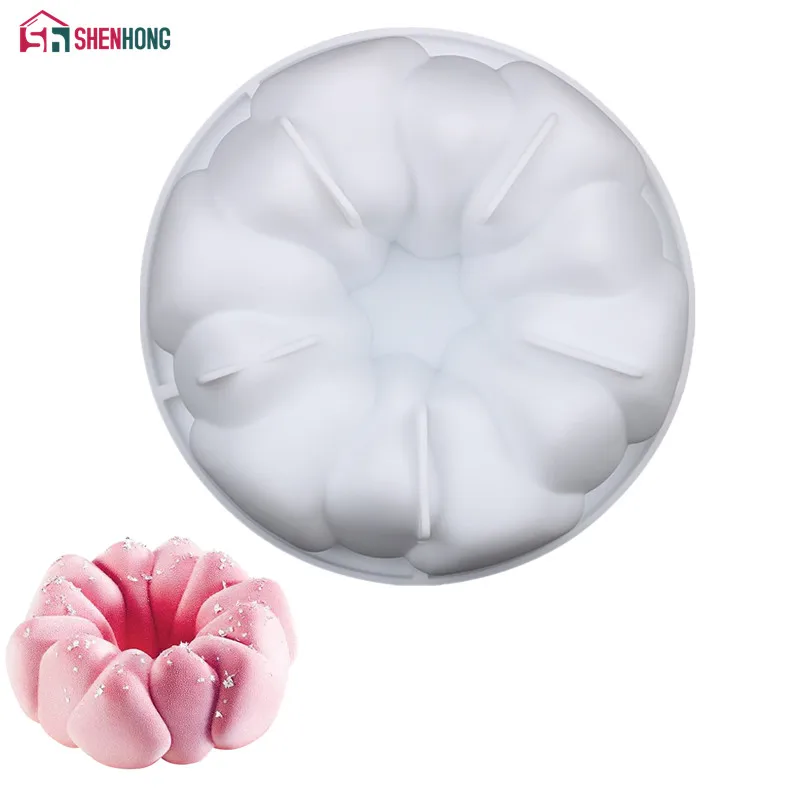 

SHENHONG 3D Stone Flower Cake Mold For Baking Round Rock Dessert Mousse Silicone Decorating Mould Silikonowe Moule Pastry Pan