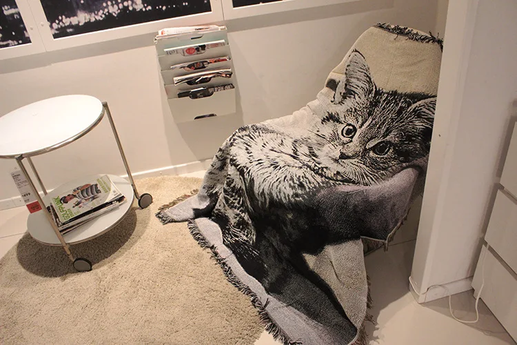 Cat Одеяло для дивана 130*160 см весна/autumnthread прямоугольник полезные Пледы 1 шт./лот