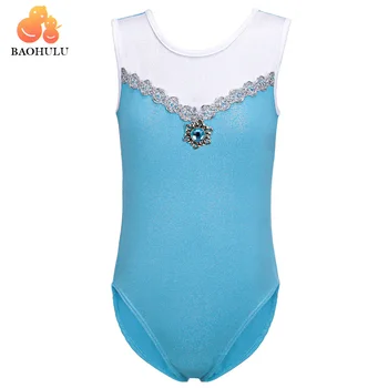 

BAOHULU Girls Lovely Sleeveless Gymnastics Costume with Diamond Kids Dance Wear Teens Ballet Leotard Blue Black HotPink