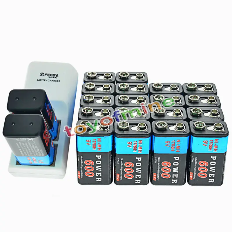 20x9 V 600mAh перезаряжаемые PPS батареи+ зарядное устройство блок батареи Ni-MH Dual 6F22