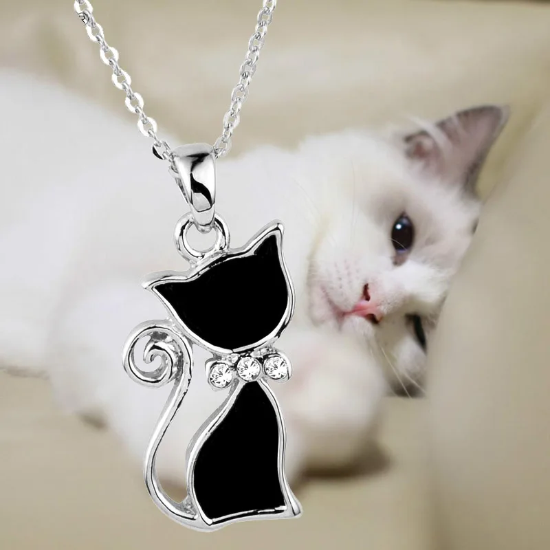 SINLEERY, модное ожерелье для девушек, девушек, животных, черная кошка, новая модель, розовая, золотая, серебряная цепочка, кошачья бижутерия, лучшие подарки, Xl263