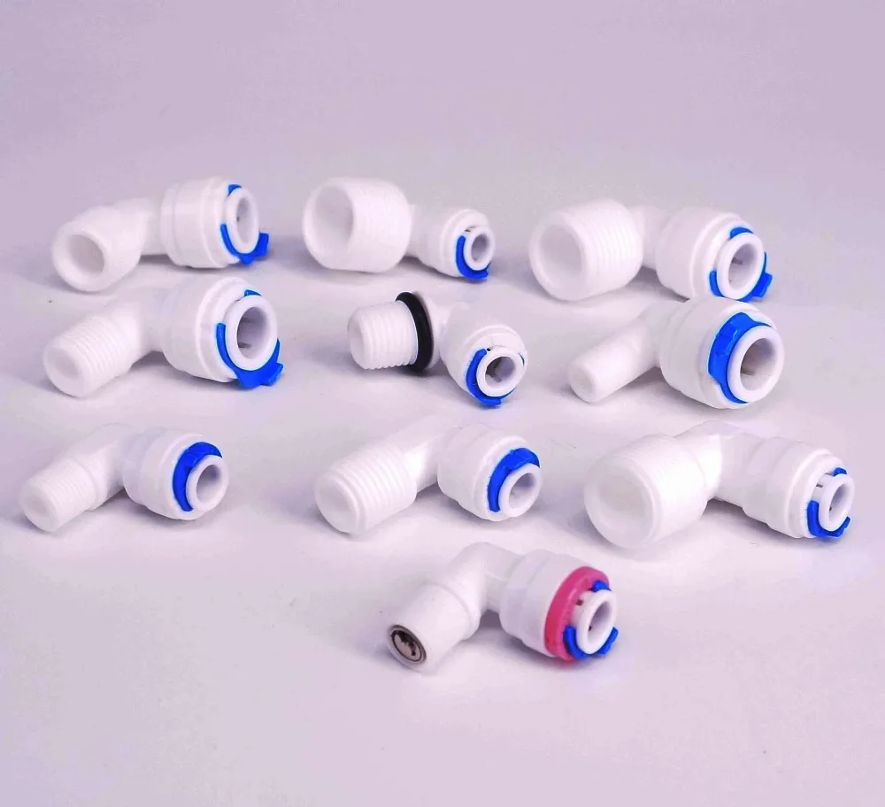 Hose Pipe Fitting Fit for 1/4" 3/8" OD Tube Pushfit To BSP Male Thread Elbow L Connector Fitting Aquarium Reverse Osmosis RO Water Dispenser