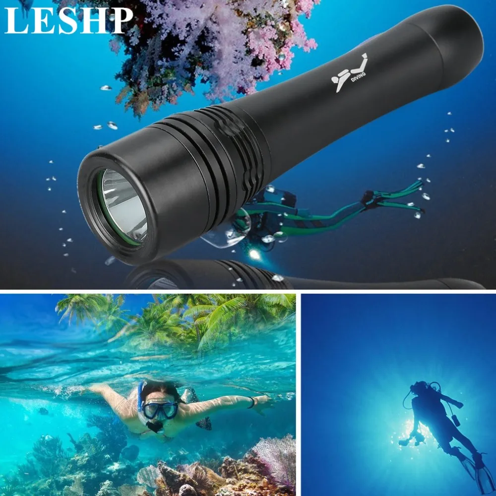 

LESHP Underwater Diving Swimming Torch LED Lamp IPX7 Waterproof Outdoor Hunting Flashlight Super Bright 200m Lighting