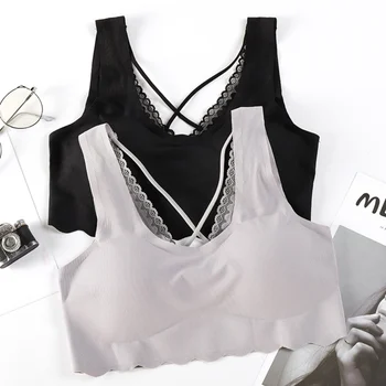 

Summer Soft Tank Top Seamless Beauty Back Underwear Fashion Cross V-neck Padded Women Bra