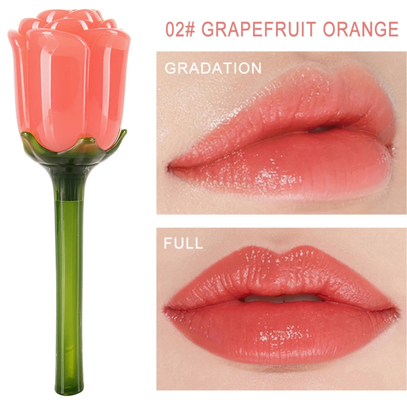 

HANDAIYAN Rose Bottle Mirrored Lip Gloss Waterproof Lip Gloss Moisturizer Liquid Lipstick Long Lasting Lips Makeup Lip Glaze