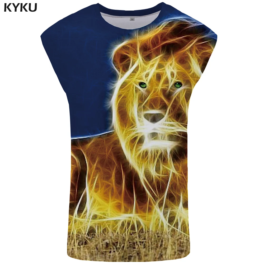 KYKU Lion майка для мужчин 3D s Бодибилдинг уличный жилет панк Singlet Stringer без рукавов
