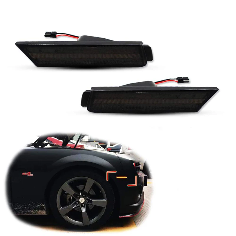 Gtinthebox 3D Копченый Объектив Янтарный 24-SMD светодиодный передний бампер боковые габаритные огни лампы Замена Комплект для 2010- Chevrolet Camaro
