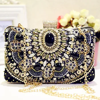 

Full Rhinestones Luxury Clutch Bags Beading Lady Women Evening Dress Bags Diamonds Small Purse Chain Shoulder Wedding Party Bag