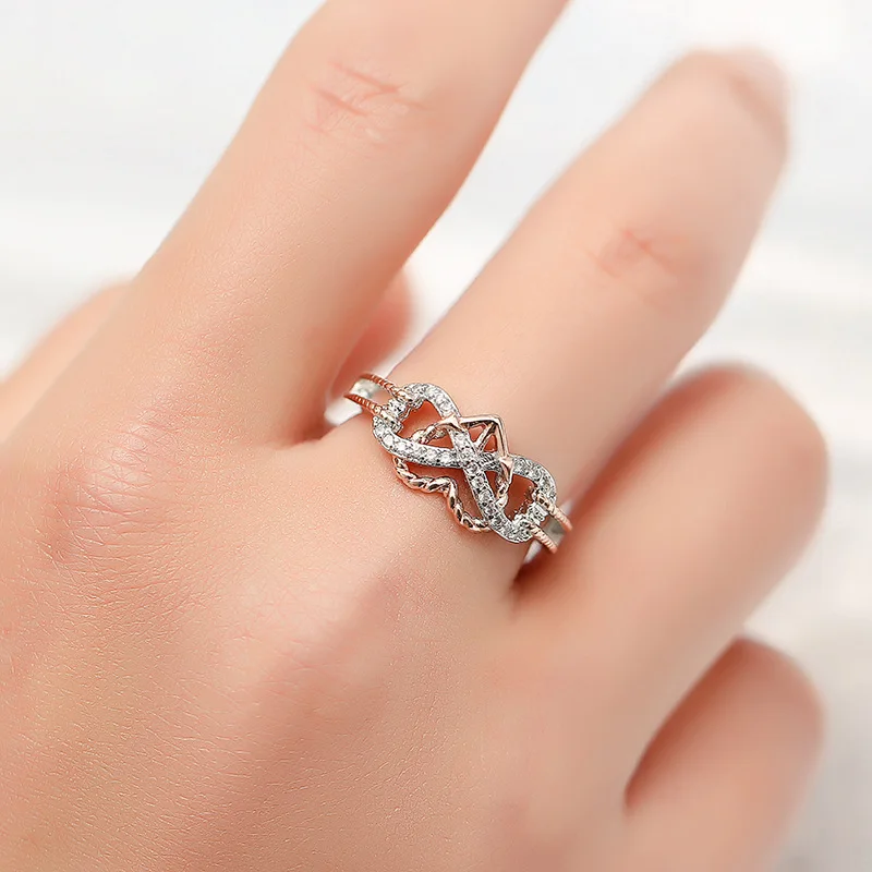 Женский модный узор любовь в форме сердца Кристалл Циркон кольцо Свадебная церемония кольцо ювелирные изделия