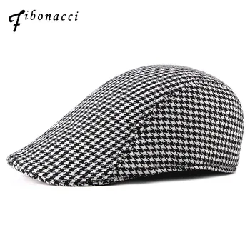 

Fibonacci 2018 New High Quality Spring Autumn Flat Plaid Cap Vintage Cabbie Hat Gatsby Ivy Hats Irish Hunting Newsboy Caps