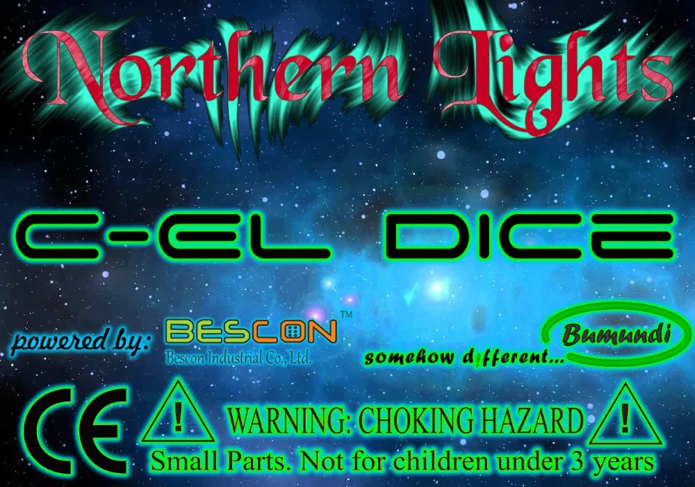 Bescon Super Glow in the Dark Nebula Glitter Polyhedral Dice Set NORTHERN LIGHT, Luminous RPG Dice Set, Glowing Novelty DND Dice 5