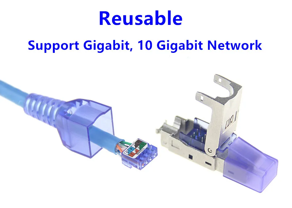 RJ45 Cat7 Разъем 10 Гбит/с Ethernet щит сетевой разъем обжимной RJ45 многоразовый Ethernet кабель Cat6 адаптер коннекторы с кристаллами