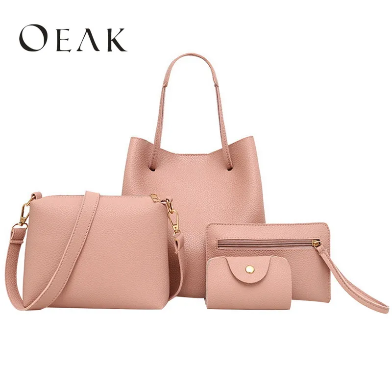 

Oeak Shoulder Bag 4 Pcs /1 Set Women Lady Fashion Handbag Shoulder Bags Tote Purse Messenger Satchel Set 2018 High Quality