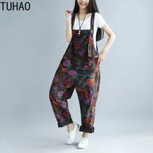 Весенние и летние штаны с принтом в стиле старого шагового шва, женские винтажные комбинезоны большого размера с дырками в деревенском стиле, комбинезоны, штаны, Комбинезоны