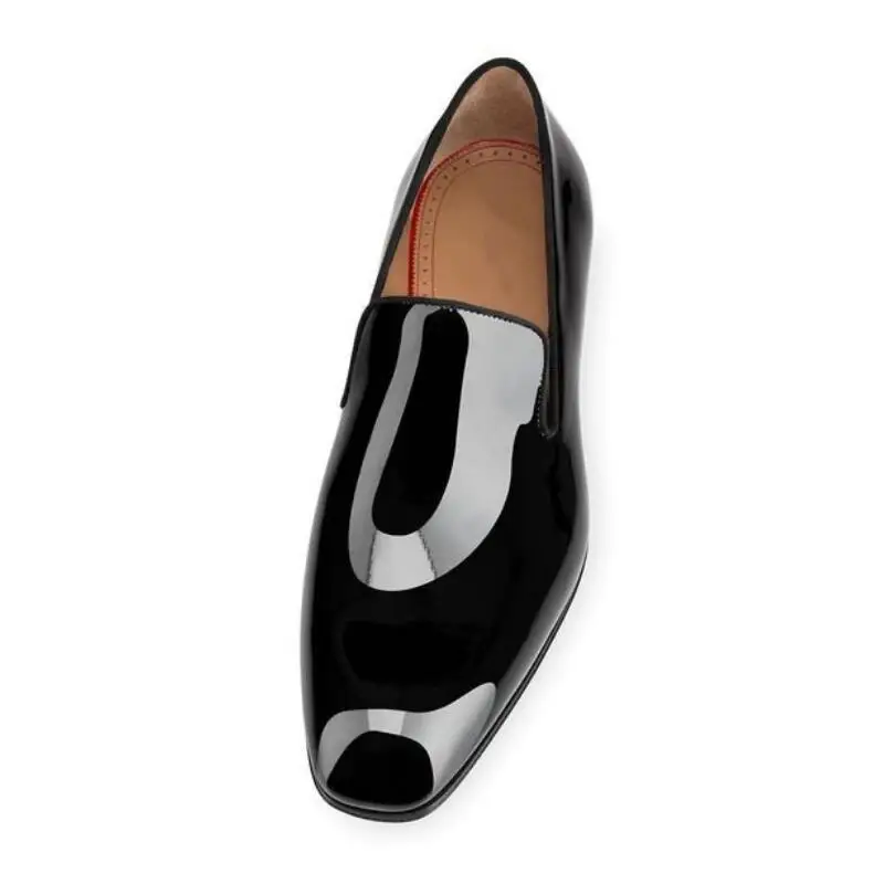 Wholesale okkdey Top quality men Concise casual shoes Own Brand Red Bottoms Dandelion Flats Black Patent Leather shoes