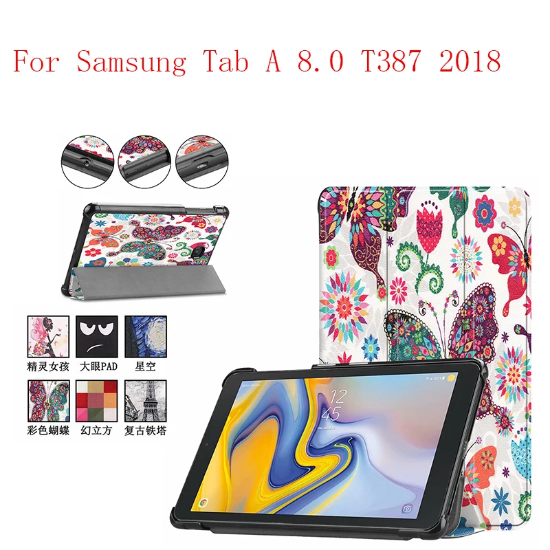 Картина кожаный чехол Стенд элегантный чехол Магнит чехол для samsung Tab A 8,0 T387 чехол для планшета 10 шт./партия