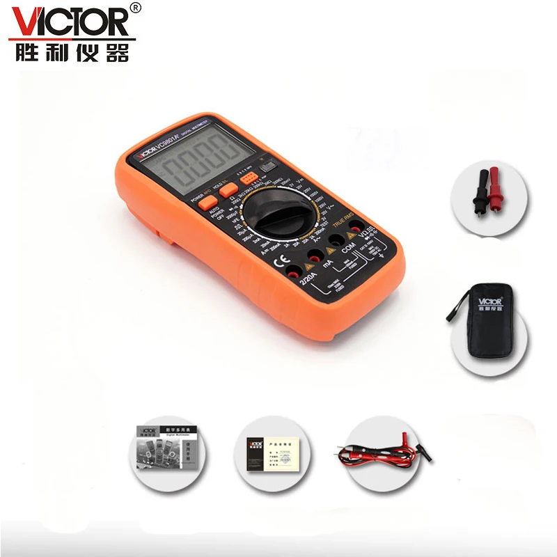 

VICTOR VC9801A+ Digital Multimeter DMM AC/DC Ammeter Voltmeter Ohmmeter w/Capacitance hFE Test & LCD Backlight
