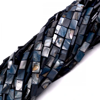 

10mm Rectangle shape Natural Black Mop Shell Semi Precious Stone Jewelry Making Loose Beads full strand