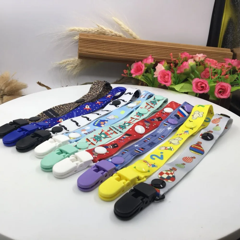 

2018 Baby Pacifier Clip Chain for soothers Ribbon Chupetas funny Soother dummy holder Leash Strap Nipple Holder Infant Feeding