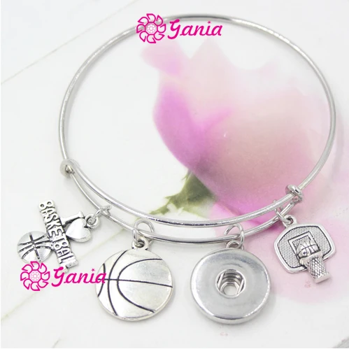 

1PC Interchangeable Jewelry Sport Basketball Charms Expandable Adjustable Wire Bangle Bracelets for Sport Gift For Snap Jewelry