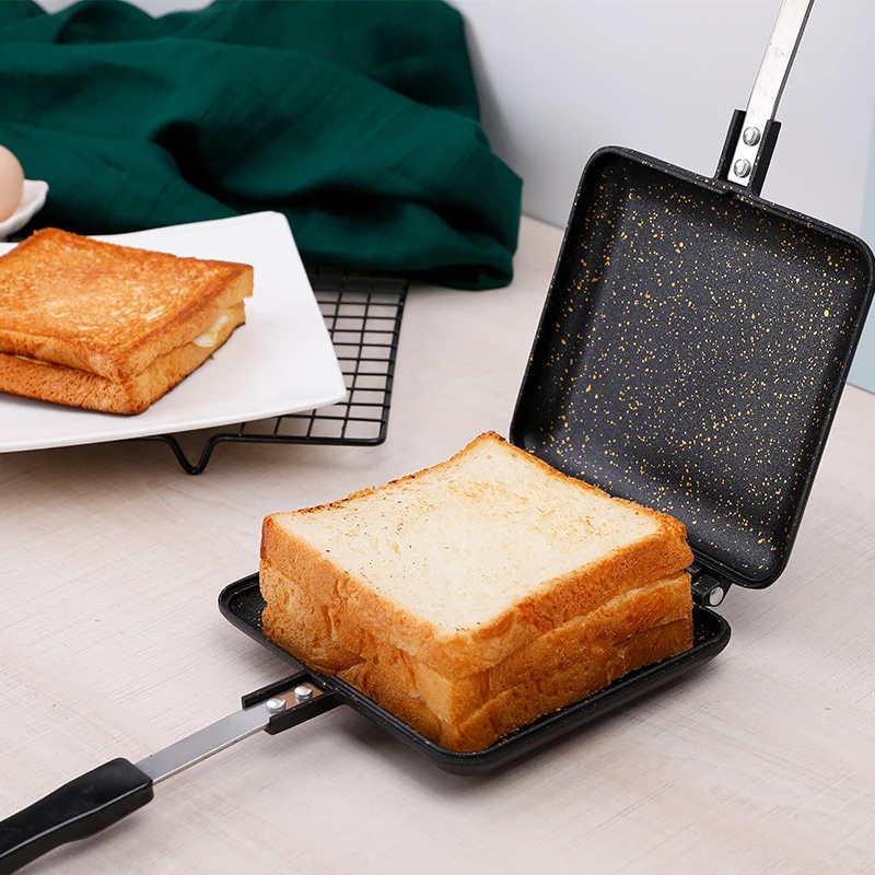 

Aluminum Double Side Bread Toaster Panini Sandwich Grill Mould Bakeware Breakfast Machine Maker Frying Pan Waffle Baking Form