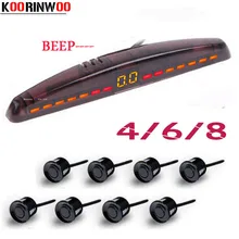 Koorinwoo elektromagnetyczny LED czujnik parkowania samochodu 4/6/8 radary alarm dźwiękowy wskaźnik sondy System 12V Parktronic czarny szary