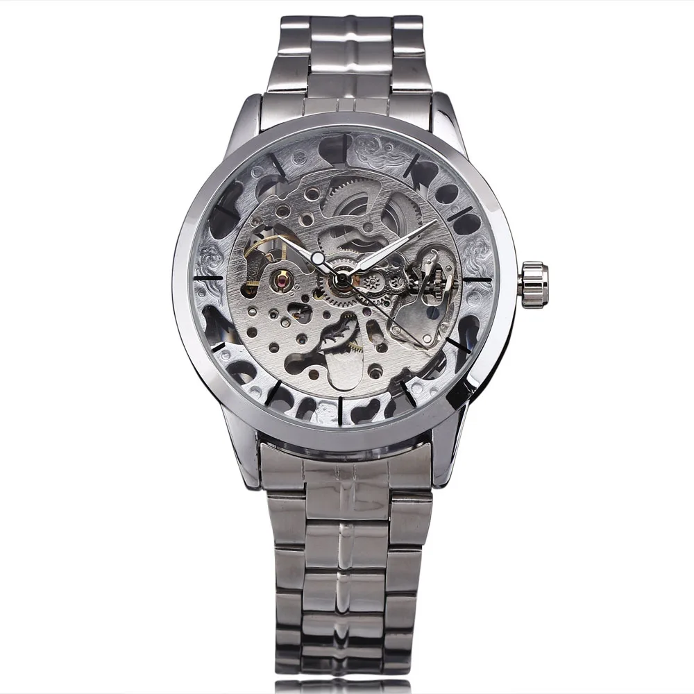 Winner мужские часы модные деловые автоматические Аналоговые платья из нержавеющей стали наручные часы цветные наручные часы с золотым браслетом