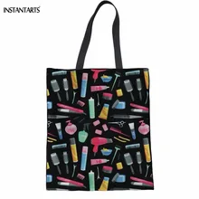 INSTANTARTS волос гордостью ногтей Технология печати женщина белье Shopping Сумки Многоразовые Эко сумки для девочек-подростков студенты Bookbags