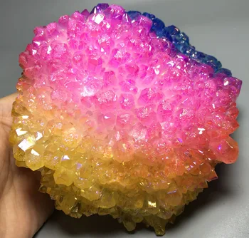 

1151g More color Aura Quartz Crystal Titanium Bismuth Silicon Cluster Rainbow wedding souvenirs