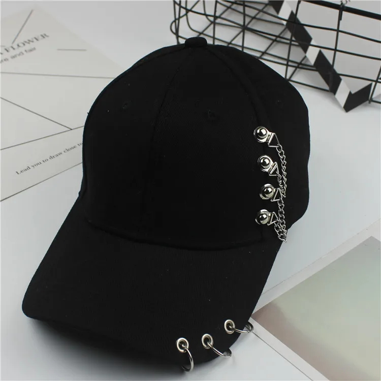

2019 Baseball Cap Casual Solid Adjustable Iron Ring Baseball Caps Cap Casquette Hats Fitted Casual Hip-hop Dad Hats